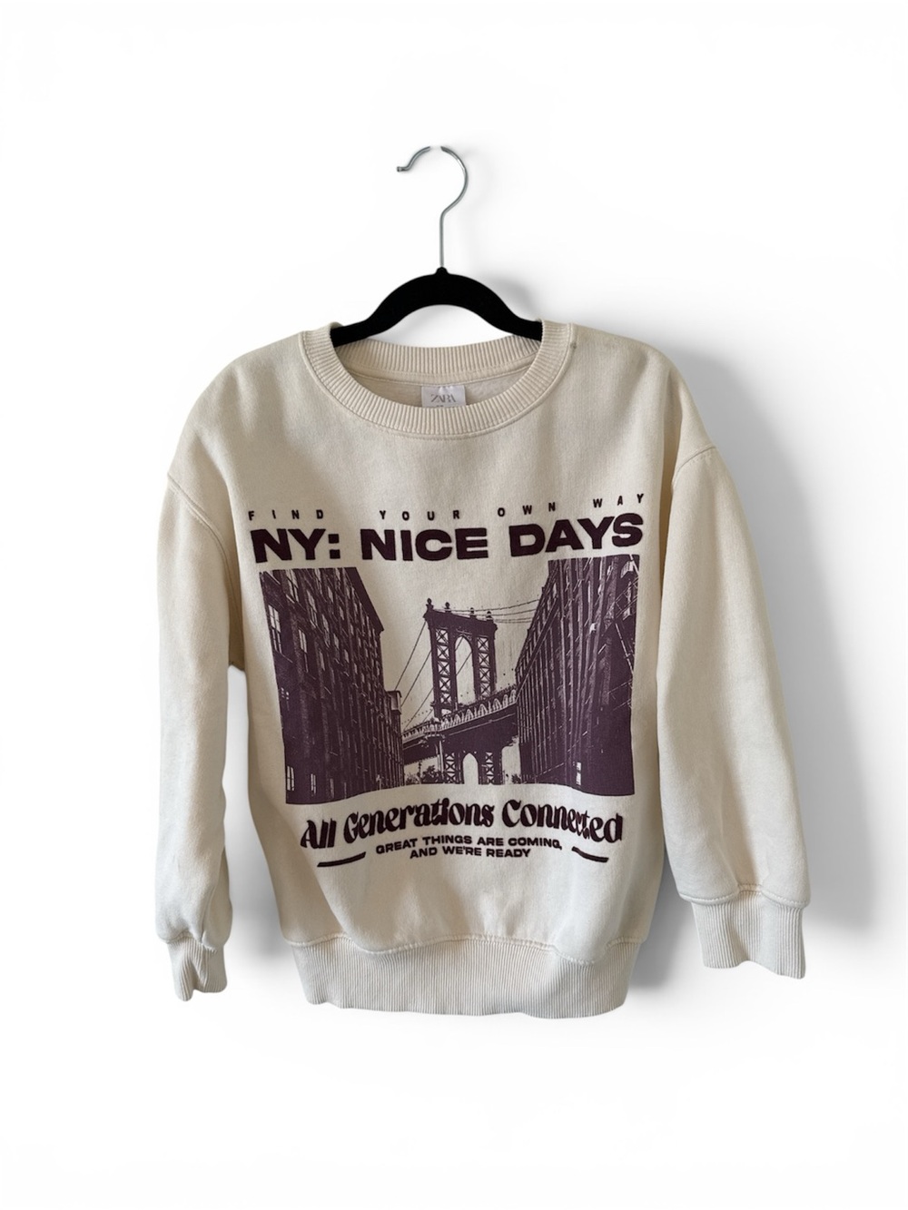 Zara Kids Graphic Sweatshirt in Cream
